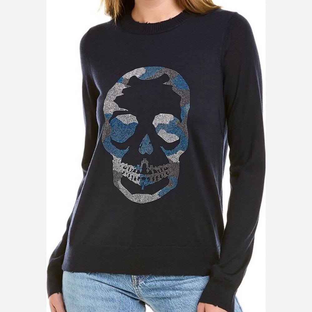 Zadig & Voltaire Miss Camo Skull Strass Wool Sweater women’s size : L